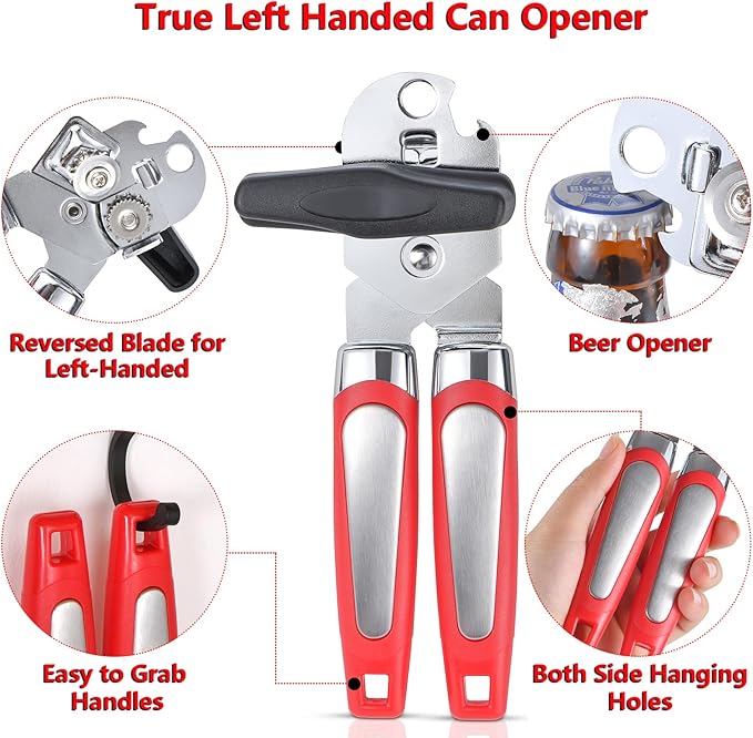 Left Handed Peeler and Can Opener Set, Lefty Kitchen Tools Utensils for Left Hand People/Adults (2 in 1)
