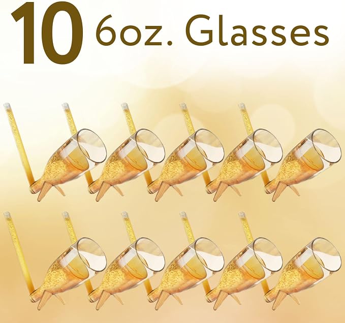 IMPRESA 10 Pack Champagne Shooter Plastic Glass Set - Champagne Glasses with Stands - Bachelorette Party Favors - Reusable Champagne Shooter Gifts for Bubbly Lovers - Champ Shooters