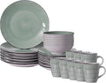 Rimmed Dinnerware Set | Mugs, Salad and Dinner Plates and Bowls Sets, Dishes with Highly Chip and Crack Resistant, Dishwasher and Microwave Safe (Green, Service For 8)