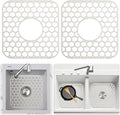 Bestjing 2 Pack Silicone Sink Protectors for Kitchen Sink - 12" x 11" Kitchen Grid Accessory, Non-Slip Heat-Resistant Mat for Bottom of Porcelain Stainless Steel, Dishwasher Safe (White)