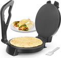 FineMade Compact 10'' Roti Maker Machine, Electric Tortilla Press with Detachable Handle, Prensa Para Tortillas,Chapati Maker Machine, Burrito Maker, Tortillera, Black