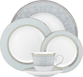 Lenox Dinnerware Set, Westmore 5-Piece Place Setting Set, Service for 1, Bone China Dinnerware, Dishwasher And Microwave Safe, Plate, Saucer, and Teacup, Kitchen and Dining (White/Blue, 5 Piece)