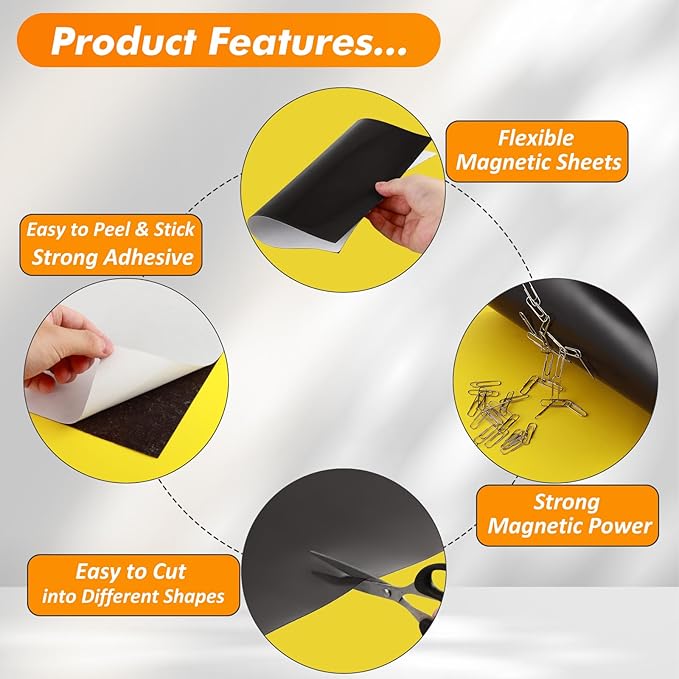 Adhesive Magnetic Sheets 8 x 10 Inch, 40 Packs Magnetic Sheets with Adhesive Backing - 0.5mm Thickness Flexible Magnet Sheets for Dies Storage, Craft Projects, Photos, School, Office