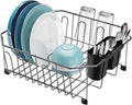 GSlife Small in Sink Dish Drying Rack - Stainless Steel Compact Dish Drainer for RV Kitchen Apartment Sink, Rust Resistant Inside Sink Rack, 1–2 Person Households, 13.1" W x 14.4" L, Gunmetal Grey