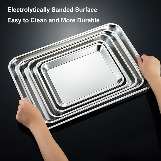 Baking Sheet, Stainless Steel Tray, Dishwasher Leak Pan, Metal Drip Pan for Kitchen Baking, Barbecue, Lab Instrument, Pet Treatment(35.2 * 27 * 6cm/13.9 * 10.6 * 2.4in)