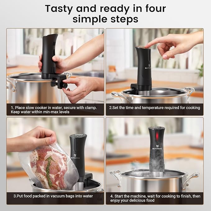 BLITZHOME Sous Vide Cooker, WiFi 1100W Sous Vide Machine with APP Recipes, Accurate Temperature & Timer, Stainless Ultra Quiet Precision Immersion Circulator Gift for Chefs