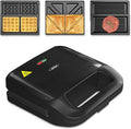 Sunvivi 3 in 1 Waffle, Grill & Sandwich Maker, Sandwich Maker Panini Press Waffle Iron Set with Removable Non-Stick Plates & Indicator Lights, Grill and Sandwich Press for Breakfast, 750W, Black