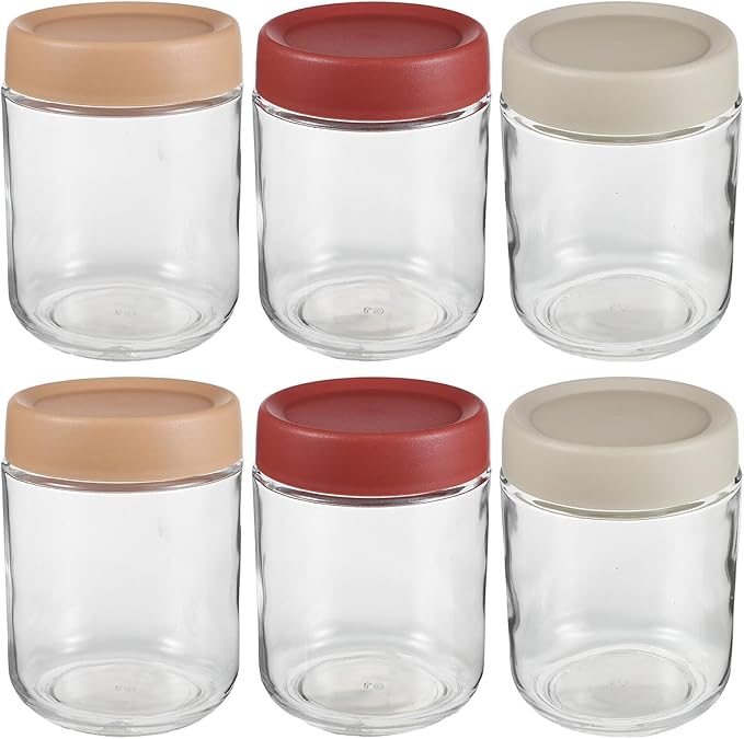 OSALADI 6pcs 500ml Airtight Glass Jars with Sealed Lids, Reusable Food Storage Containers for Coffee, Nuts, Spices, Yogurt, and Meal Prep in Kitchen
