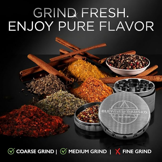 2.5" Solid Stainless Steel Spice & Herb Grinder for Kitchen | Strong Magnetic Lid, Precision-Cut Teeth, Brushed Finish, Gift-Ready