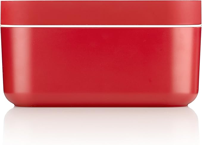 Lékué Ice Box | Red | Ice Cube Tray For Freezer With Lid & Bin | Made With 100 Percent Platinum Silicone | Elegant And Retro Style Ice Cubes | For Cocktails, Ice Tea & Coffee And More |