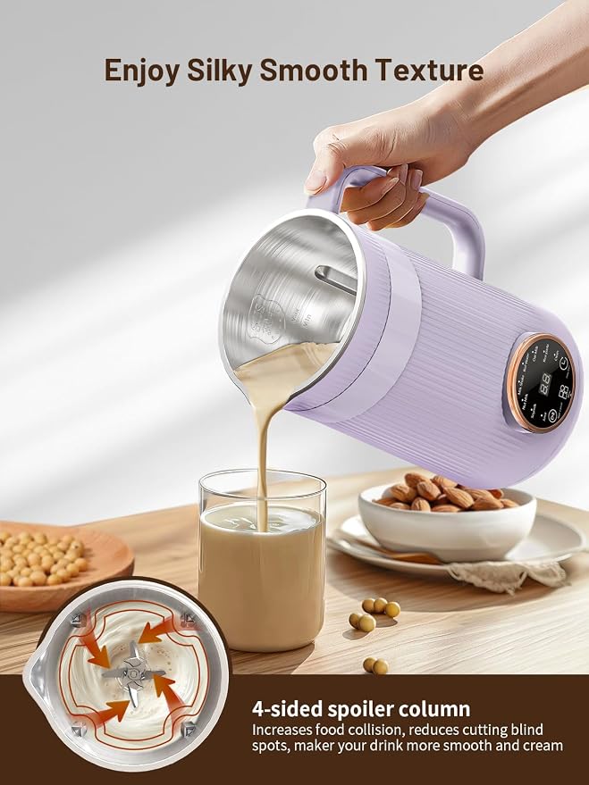 Nut Milk Maker Machine, 35oz Homemade Soy, Almond, Oat, Coconut, Plant Based and Non Dairy Beverages, 8 in 1 Automatic Soybean Machine With 12H Delay Start/Keep Warm/Boil Water