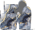 Blue Gold Marble Oven Mitts and Pot Holders Sets of 4, Heat Resistant Silicone Oven Mittens and Potholders Gloves Hot Pads for Kitchen Cooking Baking Grilling BBQ Chef