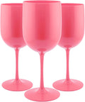 FOX & GRAPES Plastic Stemmed Wine Glasses | Unbreakable/Shatterproof, Reusable, Food Safe, Dishwasher Safe, For Birthday and Party, 16oz (Pink, Set of 12)