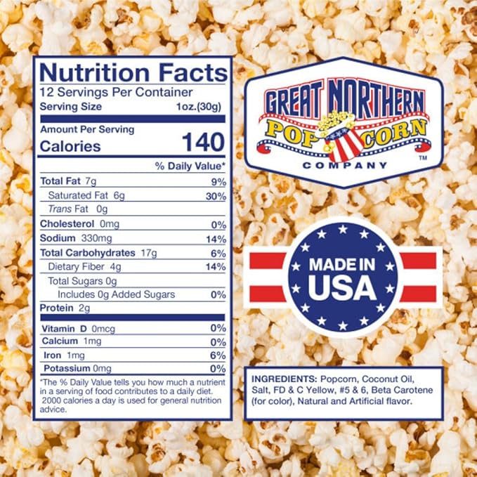12oz Popcorn Machine Popcorn Packets - All-in-One Movie Theater Style Popcorn Kernels, Salt, and Oil Packs by Great Northern Popcorn (24 Case)