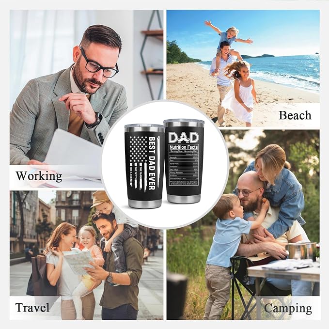 LHSCVUFASC Birthday Gifts for Dad from Daughter, Son - Father's Day Tumbler Gift for Dads - Christmas Gifts for Dads, New Papa Daddy Stepdad Father Gift Ideas - 20 Oz Stainless Steel Tumbler