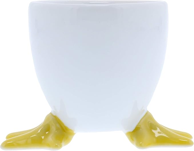 BIA Cordon Bleu White Chicken Footed Egg Cup with Yellow Feet, Set of 4