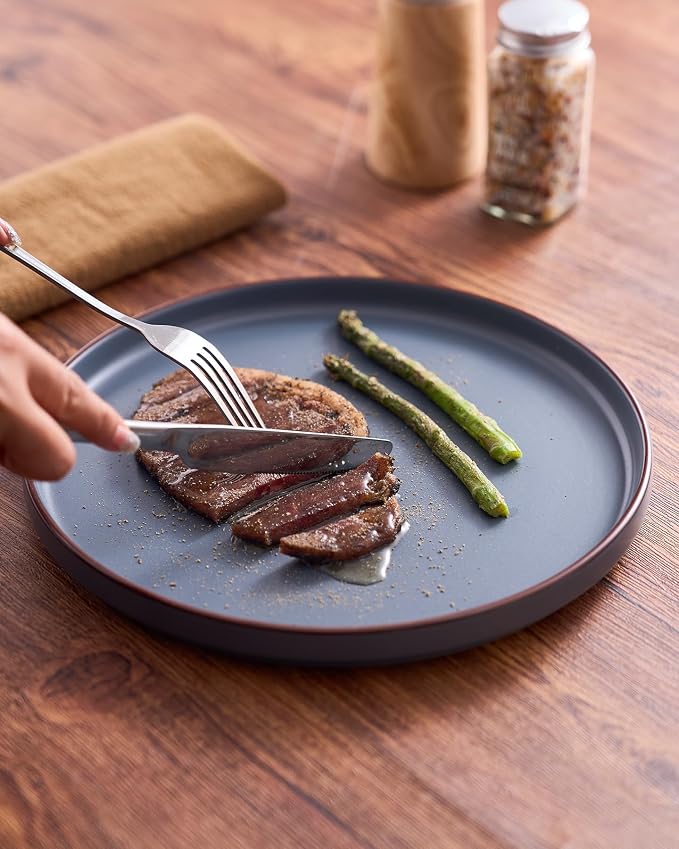 Famiware Nebula Ridge Stoneware Dinnerware Sets, Plates and Bowls Sets for 4, 12 Pieces Dishes Set, Microwave and Dishwasher Safe Kitchen Plates, Multi-color