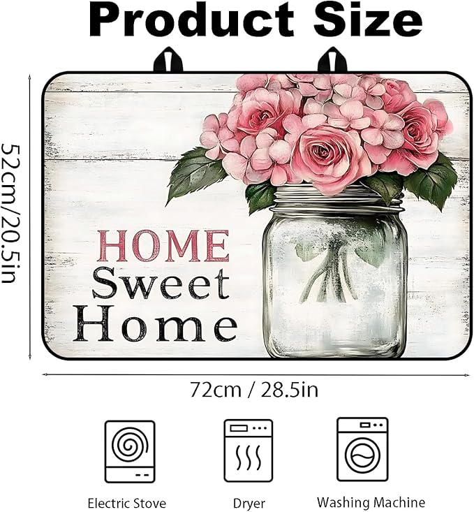 Stove Top Cover for Electric Stove, Vintage Farmhouse Style Glass Cooktop Protector, Multi-functional Kitchen Counter & Washer Top Cover