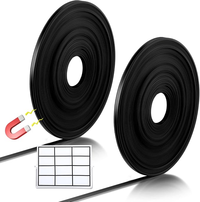 Tellegloww 2 Rolls Black Magnetic Tape Roll Thin Strips, 1/2 Inch x 25 Feet Magnetic Board Dividers Whiteboard Graphic Decorative Tape Marking Line for Classroom Office Art Accessories