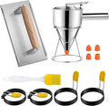 7 Pcs Griddle Breakfast Kit for Blackstone - Pancake Batter Dispenser for Griddle, Grill Press for Bacon, 4 Egg Rings/Pancake Molds, Basting Brush Compatible with Blackstone Griddles