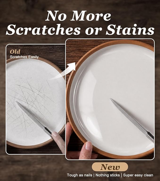 Lareina Plates and Bowls Set, 12 Pieces Farmhouse Ceramic Dinnerware Sets, Scratch Resistance, Dishwasher Microwave Safe, Vanilla White