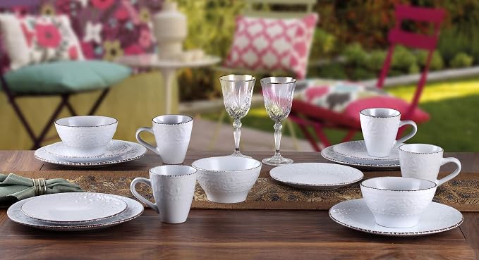 Lorren Home Trends LH524 Dinnerware Set for Entertaining, One Size, White