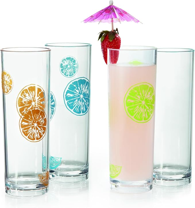 G.E.T. H-14-1-SAN-CL Clear 14 oz. Tom Collins, Break Resistant Dishwasher Safe San Specialty Drinkware Collection (Pack of 12)