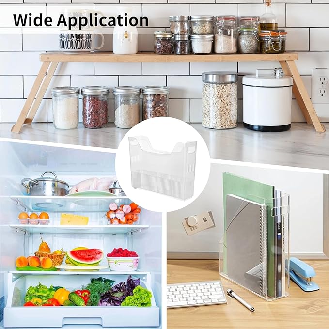 6 Pcs Freezer Drawer Organizer Bins - Clear Plastic Pantry Organizers with Wheels, Tall Narrow Kitchen Organization Rolling Freezer Bins for Bottom Freezer, Storage Containers for Home, Office