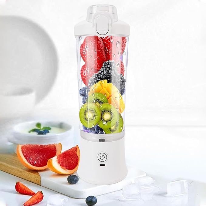 Luqeeg 600ML Blender for Smoothies, USB C Rechargeable, Portable Blender with Stainless Steel Blades Rgb Light Mini Juicer Cup for Smoothies Shakes Food Prep Frozen Blending
