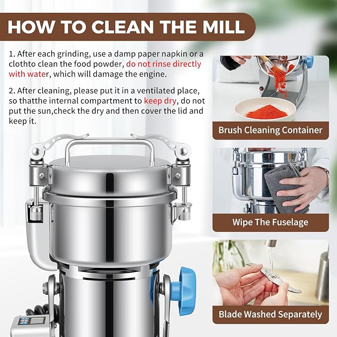LEEVOT Grain Mill 500g Commercial Spice Grinders Electric 1500W Stainless Steel Pulverizer Dry Grinder for Grinding Wheat, Oats, Corn, Pepper, and Coffee Beans – Grinder for Kitchen.