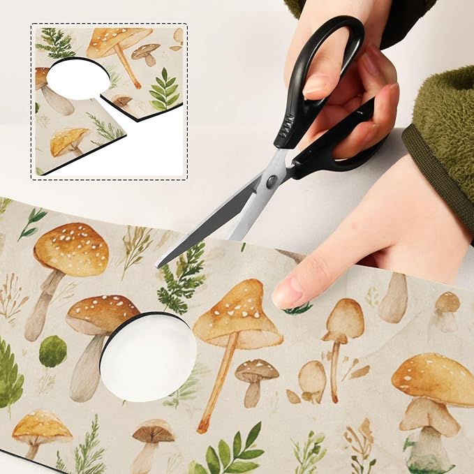 Kitchen Sink Splash Guard 1 PC 30 Inch Sink Faucet Mat Splash Guard for Bathroom Countertop Water Absorbent Foldable Cuttable Soft Washable Watercolor Mushrooms Beige