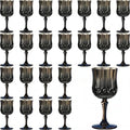 Pinkunn 24 Pcs 7 oz Plastic Vintage Wine Glasses Reusable Colored Goblets Patterned Drinking Water Glasses Cup Dishwasher Safe for Mother's Day Wedding Reception Party Supplies (Black)