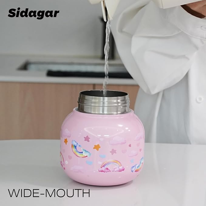 22 oz Tumbler with Straw and Carry Handle, Wide Mouth Insulated Stainless Steel Travel Water Bottle, Leakproof Flask for Nursery, Kawaii Aesthetic Purple Water Jug with 3D Charm