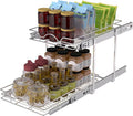 OCG 2 Tier Pull Out Cabinet Organizer (12.5" W x 21" D), Pull Out Drawers for Kitchen Cabinets, Pull Out Shelves for Base Cabinet Organization in Kitchen Bathroom Pantry, Chrome Finish