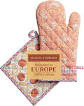 Maison d' Hermine 100% Cotton Oven Mitt & Pot Holder Set (7.5"x13" & 8"x8") Heat Resistant BBQ Cooking Gloves with Loop for Thanksgiving Christmas Decorations Handling Hot Pans (Harvest Festival)