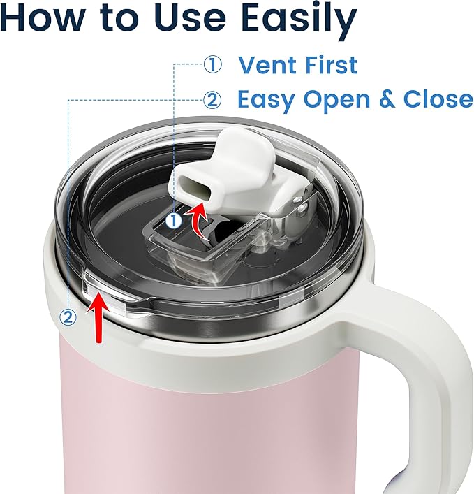 For Iced Coffee & Smoothies – Never Drink from a Moldy Lid Again: 20oz Hygienic Tumbler, 100% Leakproof Lid & Removable Foldable Spout. Reinforced Base, Fits Cup Holders - Pink Sand