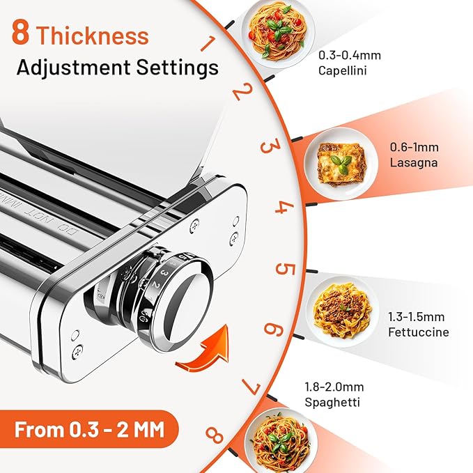 3 in 1 Pasta Attachment for KitchenAid Stand Mixer - Professional Stainless Steel Pasta Maker includes Roller, Spaghetti & Fettuccine Cutters, With Removable Baffle and Cleaning Brush by Hozodo