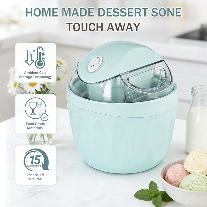 Mini ice Cream Maker, 2026 New DIY Mini Ice Cream Maker,One-Touch Dessert Maker, Single Serving of Gelato, Frozen Yogurt, Compact Electric Makers for Kitchen, Just 15 Minutes