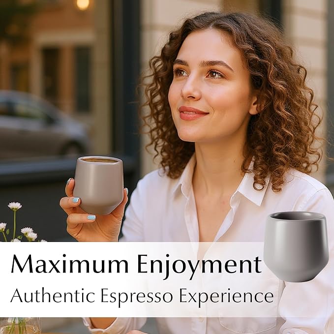 MIAMIO - Espresso Cups Set of 4 (3 oz) / Espresso Cup, Ceramic Espresso Cups, Handleless Mug, Japanese Tea Cups - Luxe Collection (Classic Pastel)