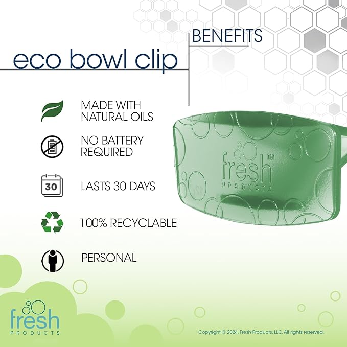 Fresh Products Eco Bowl Clip Air Freshener Versatile Design Toilet Freshener Trash Freshener Chemical Free Natural Oils Discreet Lasts 30 Days Made in the USA Cucumber Melon 12 pk