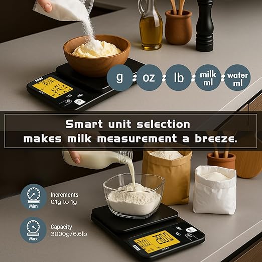 Polit Precision Scale Set (2-Pack) | KT-66 30lb/13kg Kitchen Food Scale + Brewly Black 6.6lb/3kg Espresso Coffee Scale | Digital Baking & Pour-Over Weighing Bundle
