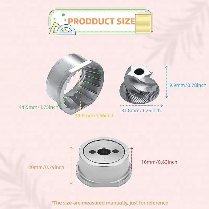 Conical Grinder Upper Lower Burrs Compatible with Breville Sage Barista Express Impress Espresso Touch Coffee Machines BES870/875/876/860-5 star (Pre 1926 PDC) (Stainless steel)