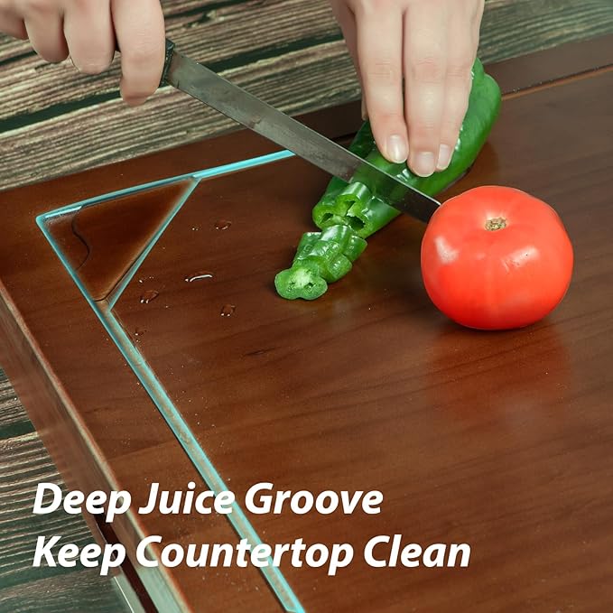 Wooden Stove Top Covers for Gas Burner and Electric Stove, Glass Cooktop Protector, Wood Noodle Board Stovetop Cover With Handles, Walnut