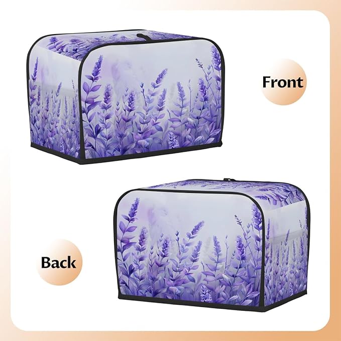 Flower Purple Lavender Toaster Cover 4 Slice Dust and Fingerprint Protection Toaster Bread Maker Covers Washable Kitchen Small Appliance Covers for Kitchen Accessories Decor Bakeware Women Gift