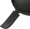 Hide & Drink, Full Grain Leather Hot Handle, Cast Iron Protector, Panhandle Potholder, Double Layered, Double Stitched, Slides On/Off Easily onto Metal Skillet Grips, Handmade, Charcoal Black