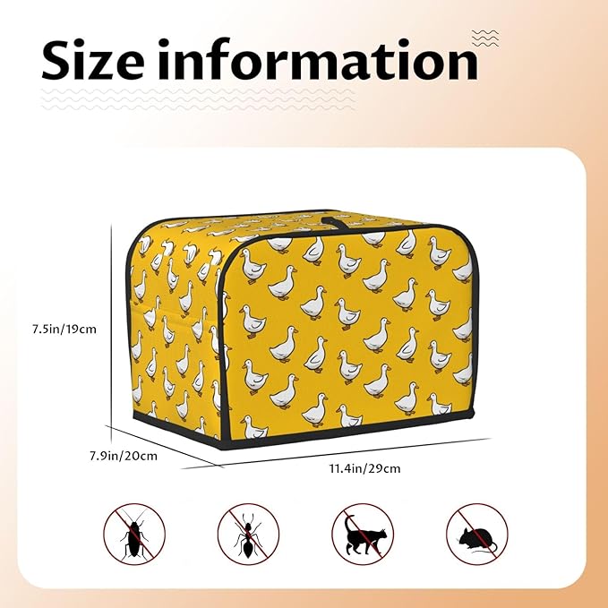 Toaster Cover 2 Slice Yellow Duck Pattern Kitchen Small Appliance Covers with Pockets Dust and Fingerprint Protection