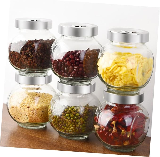 Cabilock 8pcs Glass Storage Jars Lids Food Storage Canister for Dry Fruit Tea Canister Pantry Meal Prep Containers