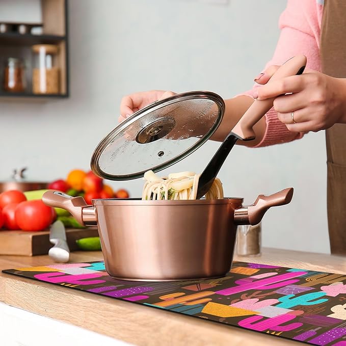 Brown Colorful Cactus Trivet Table Runner Heat Resistant 230F for Hot Dishes Pots Plates Kitchen Dining Table Protector Decorative 39.37x 11.8