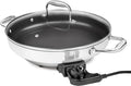 Electric Skillet By CucinaPro- 18/10 Stainless Steel, Frying Pan w Non Stick Interior, Tempered Glass Lid w Handles, 12" Round, Temperature Control Probe for Adjustable Heat Settings, Portable, Gift