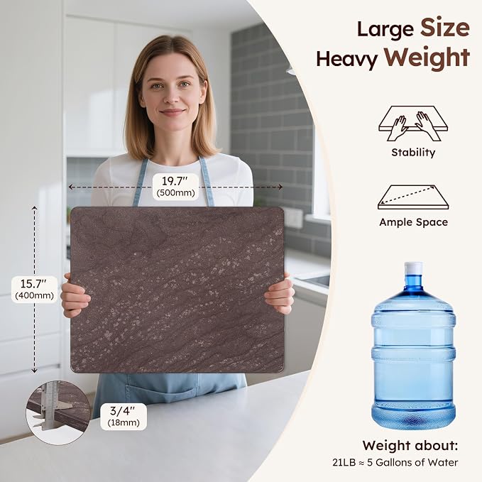Diflart Natural Marble Stone Cutting Board for Kitchen, 16x20 Inch, Red, Marble Slab Pastry Board for Cheese, Dough, Chocolate, Pack of 1 Pcs